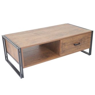 Hhg D&eacute;coshop26 - Mesa De Centro Mesa De Sal&oacute;n De Dise&ntilde;o Industrial 41x120x60cm En Mdf Metal Aspecto Roble Salvaje 040005007