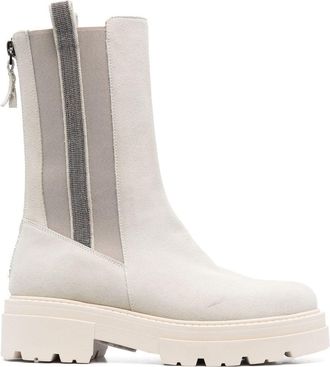 Fabiana Filippi 45mm chunky suede boots - women - Calf Leather/Calf Suede/Rubber/Fabric/Fabric - 37 - Neutrals