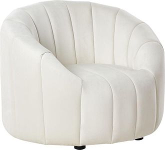 Beliani Beliani - Velvet Armchair Tufted Seat Low Back Tuxedo Off-White Malung