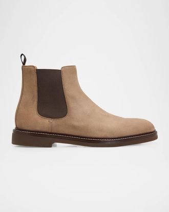 Brunello Cucinelli Men & apos;s Suede Rubber-Sole Chelsea Boots