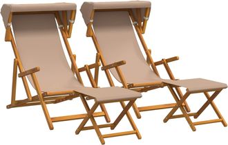 vidaXL Silla De Terraza 4 Uds. 3 Posici&oacute;n Madera De Eucalipto Maciza Vidaxl