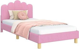 vidaXL Cama Para Ni&ntilde;os Con Cabecero Con Cabecera Rosa 90 X 200 Cm Tela Vidaxl
