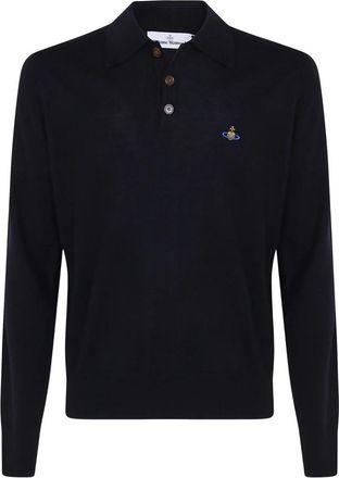 Vivienne Westwood Mark Long-sleeve Polo - Heren - Polos - Zwart - XL - Wol - Tops