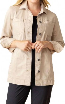 Habitat Stretch Denim Boyfriend Jacket In Oatmeal
