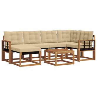 vidaXL Conjunto De Sof&aacute;s De Exterior Con Coj&iacute;n 7 Pcs Natural Y Beige Vidaxl