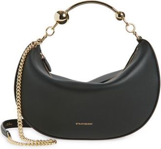 Strathberry Crescent Moon Leather Shoulder Bag in Black at Nordstrom