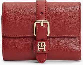 Tommy Hilfiger Womens Buckle Monogram Trifold Wallet - Autumn Red