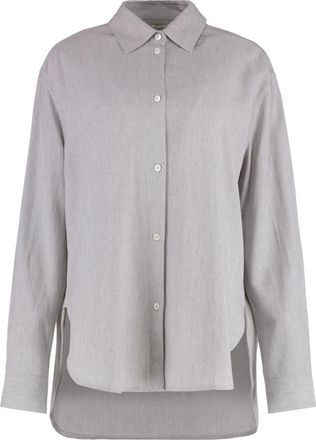 Toteme Fluid Viscose-Blend Shirt - Dames - Overhemden - Grijs - XS - Wol - Overhemden