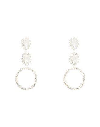 8 by YOOX RHINESTONE DROP HOOP EARRINGS