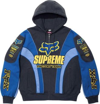 SUPREME x Fox Racing Zip Up Hooded Sweatshirt Navy FW25SW59-NAVY