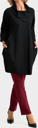 Joseph Ribkoff Cowl Neck 3/4 Sleeve Coat In Black