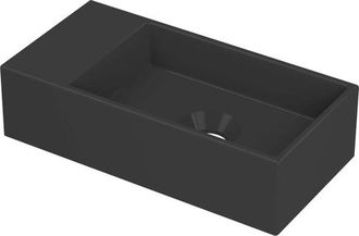 Bernacchini Versus Fontein - 36x18x9cm - wasbak rechts - 0 kraangaten - porselein zwart mat