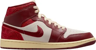 Nike Jordan Womens Air Jordan 1 Mid Se Shoes In Team Red/university Red-Sail