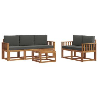 vidaXL Conjunto De Sof&aacute;s De Exterior 6 Pcs Natural Y Antracita Vidaxl