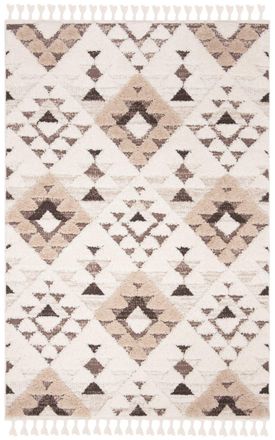 Safavieh Alfombra de polipropileno blanco/marr&oacute;n, 69 x 305 cm