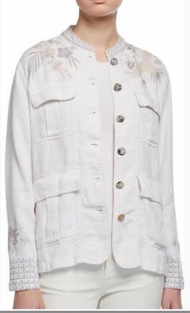 Johnny Was Oleander Linen Jacket In White