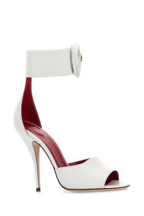 Valentino Garavani Womens White Leather Drip Rose Sandals Biancomulticolor Sandali