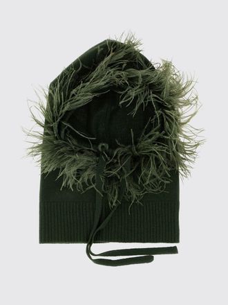 Parosh P. A.R. O.S. H. Feather-Trimmed Virgin Wool Balaclava with Ribbed Edges