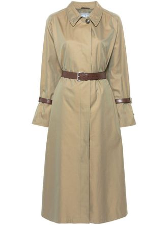 トレンチコート PRADA Women Trench Coats P658RSOOO14ZVF0276 Gray Olive Green Single-breasted cotton twill trench coat | PRADA