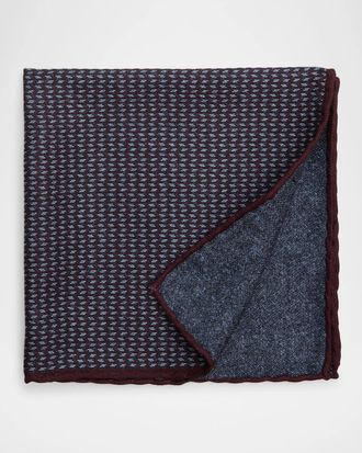 Brunello Cucinelli Men & apos;s Chevron Double-Face Silk Pocket Square