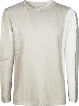 Comme Des Gar&ccedil;ons Gebreid overhemd in klassieke stijl - Heren - Ronde hals truien - Beige - M - Truien & Vesten