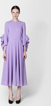 Roksanda Ilincic Ayres Crepe Sleeved Midi Dress in Heather at Nordstrom, Size 4