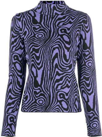 Moschino graphic-print roll-neck jumper - women - Viscose/Spandex/Elastane - 42 - Purple