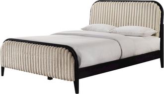 Omax Decor Daphne Wooden Queen size Platform Bed in Black and Beige