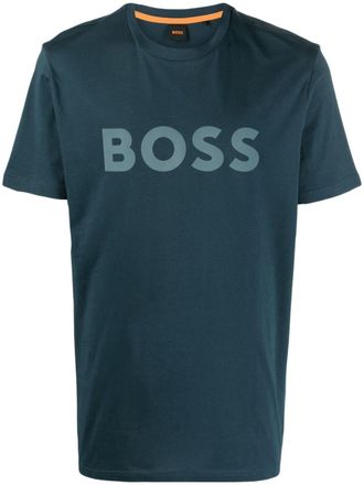 BOSS logo-print cotton T-shirt - men - Cotton - M - Blue