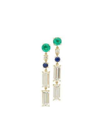 Yi Collection 18k yellow gold Shanghai multi-stone earrings - women - 18kt Yellow Gold/Emerald/Diamond/Sapphire/White Topaz - One Size