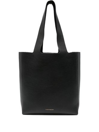 Strathberry melodie tote fijn korrel leer zwart