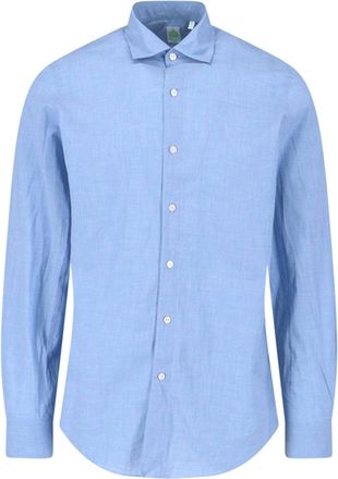 Finamore Light Blue Gaeta Tailored Linen Shirt