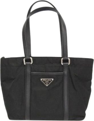 Prada Pre-owned Tessuto Saffian Tote Tas - Heren - Vintage Shopper - Zwart - ONE Size - Leer - Vintage