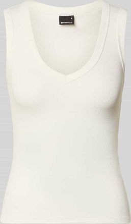 Gina Tricot Slim Fit Top mit V-Ausschnitt in Offwhite, Gr&ouml;&szlig;e XL