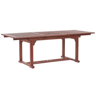Beliani Beliani - Mesa De Comedor Para Exterior En Madera De Acacia Oscura 160 X 220 X 90 Cm Con Tapa Extensible Toscana