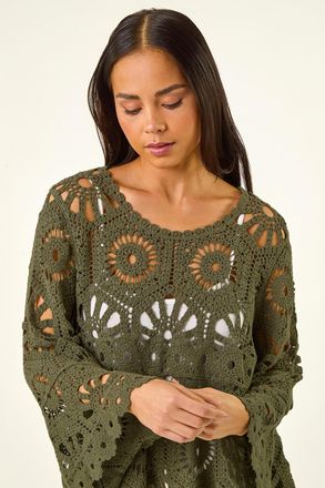 Roman Crochet Flare Sleeve Top