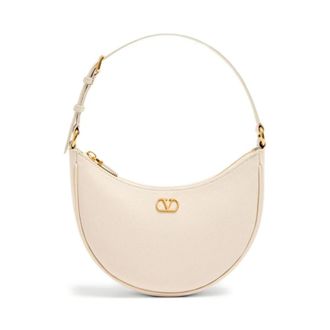 Valentino Garavani VLogo Signature Mini Hobo Tas - Dames - Tassen - Wit - Maat: ONE Size Leer