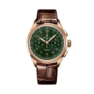 Breitling Premier Chronograph Hand Wind Green Dial Mens Watch RB0930361L1P1