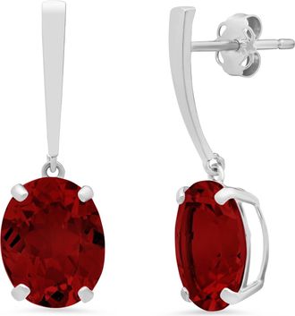 MAX + STONE 14k Yellow or White Gold 10x8mm Oval Cut Gemstone Drop Dangle Earrings