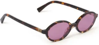 Miu Miu Eyewear SMU04ZC050EVAU Oval Tortoiseshell Sunglasses - Pink
