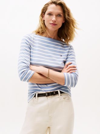 Tommy Hilfiger 3/4-Arm-Shirt »NEW CODY SLIM BOAT-NK 3/4SLV mit U-Boot und Streifen« gestreift, casual, slim fit, Baumwolle, U-Boot-Ausschnitt