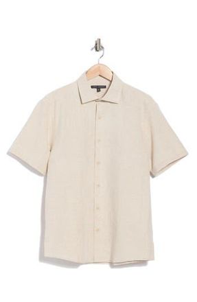 Robert Barakett Quill Short Sleeve Cotton & Linen Button-Up Shirt in Sand at Nordstrom Rack, Size Xx-Large