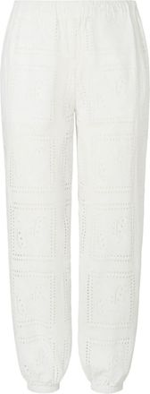 Tory Burch Eyelet trousers - women - Cotton - 10 - White
