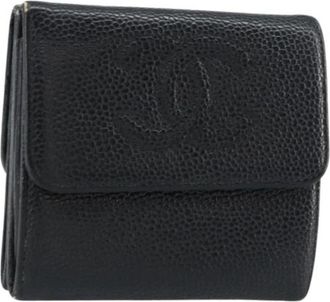 Chanel Pre-owned Lederen Portemonnee - Dames - Vintage Accessoires - Zwart - ONE Size - Leer - Vintage