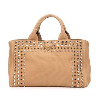 Prada Studded Canvas Schoudertas