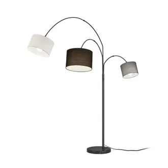 Trio Lighting L&aacute;mpara De Pie Con 3 Pantallas Textiles Blanca, Gris, Negra Clark