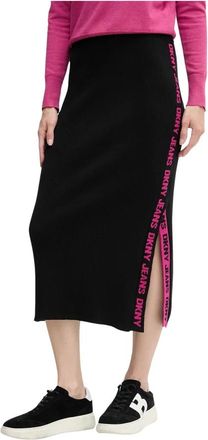 DKNY Falda Midi con Raya de Logo - Skirts - Mujer - Negro - S