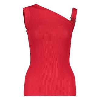 Moschino Sleeveless Tops, female, Red, Size: 2XS Asymmetrical Top