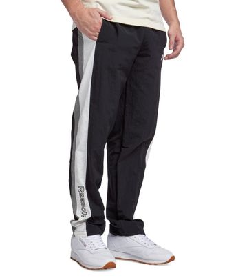 Reebok Mens Reebok Ivy League Crinkled Track Pants Black Regular Fit FTS993