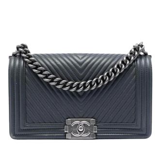 Chanel Pre-owned The Boy Flap - Dames - Pre-owned - Grijs - Maat: ONE Size Leer